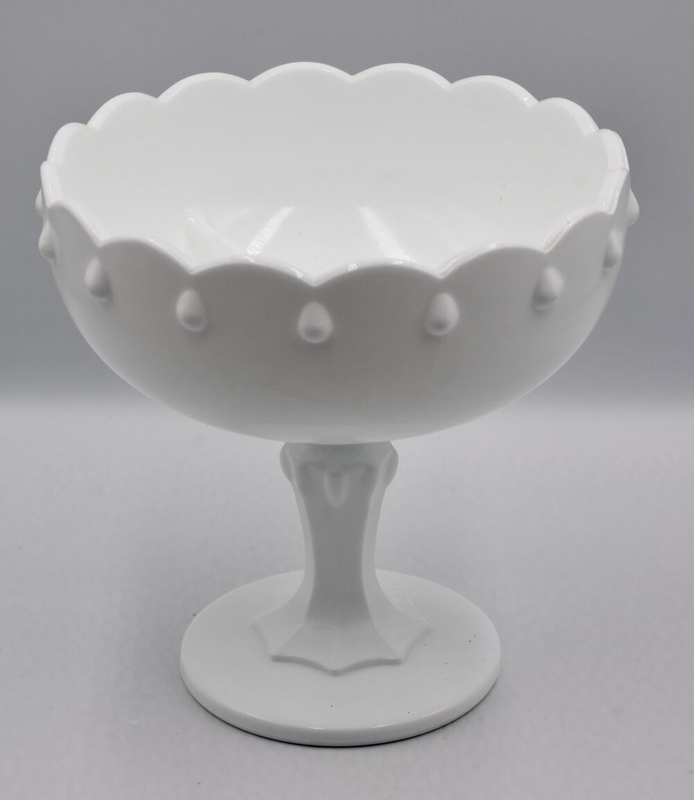 Vintage Indiana Glass White Milk Glass Compote Bowl Teardrop Pedestal Candy Dish
